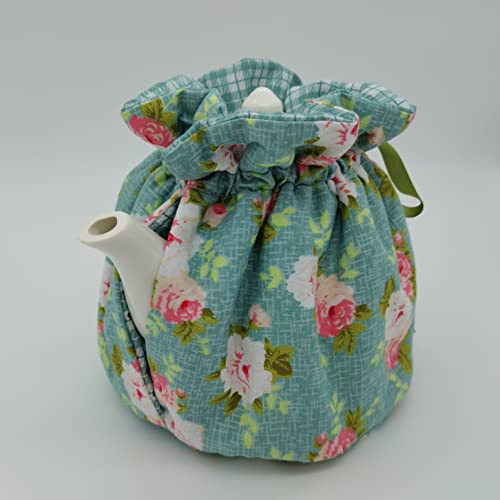 Wlirantim Tea Cozy For Teapot ,100% Cotton，Keep Warm And Decorative Pots Cozy，Vintage Floral Insulated Cosy Kitchen Party Accessories，Tea Kettle Cover, Green, 6.3''X6.3''X7.08'' #TOP6