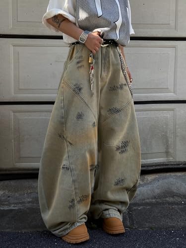 Baggy Barrel Jeans for Men Wide Leg Loose Fit Jeans Y2K Hip Hop Streetwear Denim Pants4