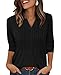 XIEERDUO Women Blouses Dressy Casual Summer 3/4 Length Sleeve Womens Tops Spring Fashion Outfits 2026 Beach Vacation Essentials A-Black XL