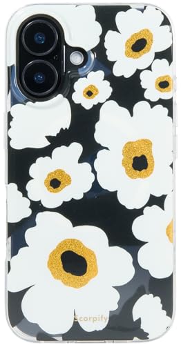 Coque iPhone 16 MagSafe fleurie pavot noir housse magnétique femme