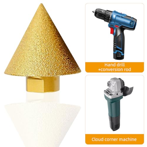 Image of Serplex M10 Diamond Conical Drill Bit 38mm Multipurpose Chamfer Reamer Drill Bit for Deburring, Centering, Aligning, Polished Finish Tile, Marble, Quartz, Stone Professional Drill Bits Set
