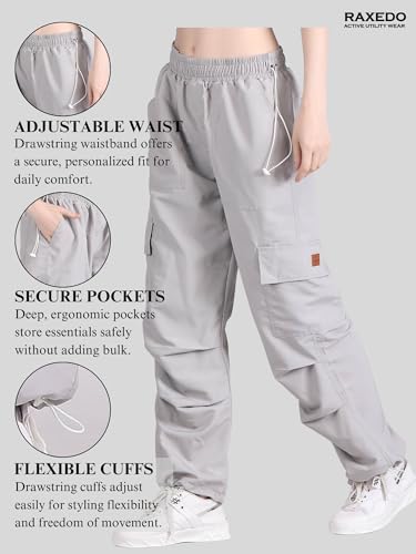 Image of Parachute Pants for Women - Water-Resistant Cargo Pants for Women | Stylish Activewear for Travel, Office, Gym, Trekking & Everyday Comfort | Korean Pants for Woman