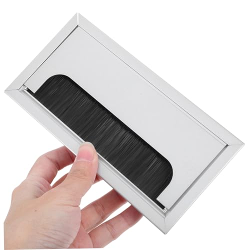 Tapa de agujero para cables de aleación de aluminio, diseño cuadrado elegante para gestión eficiente de cables, con cepillo antipolvo para oficina y hogar miniatura 3