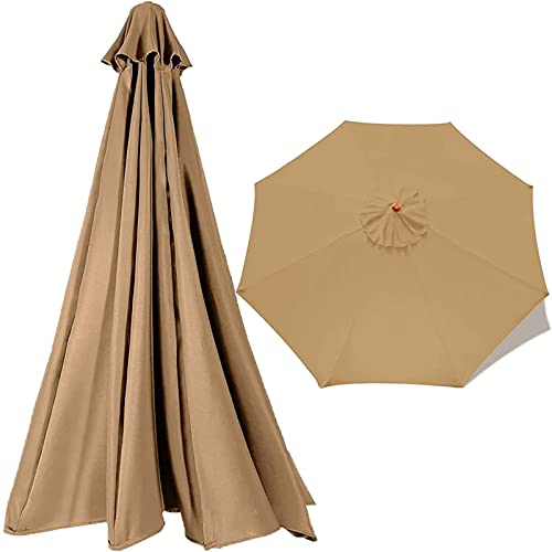 Toile de parasol de rechange 300cm kaki 6 baleines bâche jardin patio