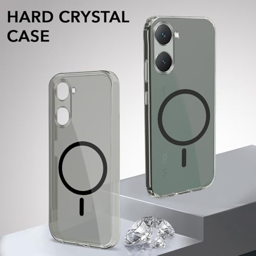 Image of Jkobi Lifetime Anti-Yellow MagSafe Compatible Clear Back Cover Case for Vivo Y28s 5G | Vivo T3 Lite 5G (Sleek Hard Crystal | Shockproof and Camera Protection)