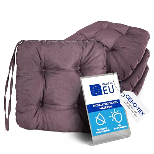 Pillows24 – 4X Sitzkissen Outdoor 40x40 – Extra Dicke 8cm – Wasser- &...
