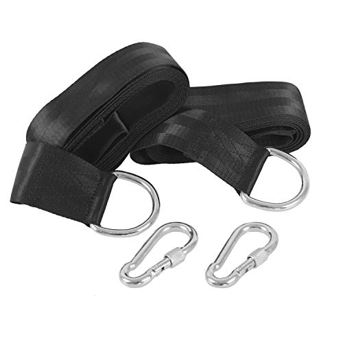 BASTUO Hammock Straps 2pcs Camping Hammock Tree Hanging Straps with 2 pcs Carabiners & Bag,Lightweight,Easy Setup,Black