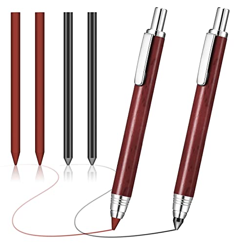 6 Set 5.6 mm Mechanical Pencil Holder Pencil Carpenter 2 Automatic Mechanical Graphite Pencil Streak Round Metal Marker Mechanical Draft Pencil 4 Pencil Refill with Clips Sharpener for Wood Working