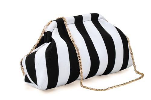 Image of YYW Clutch Purses for Women,Woven Crochet Purse Colorblock Shoulder Bag Casual Knitted Handbag