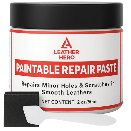 Leather Filler for Filling or Repairing Holes, Tears, Cracks, Scratches, for Leather Car Seats, Furniture, Shoes- Flexible with Applicator(50mL)