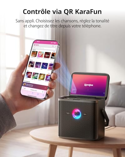 Machine de karaoké Ikarao pour adultes et enfants, avec écran d'affichage des paroles, connexion WiFi à YouTube et à l'application de karaoké, 2 microphones sans fil EQ Autotune, système PA de karaoké – vue 5