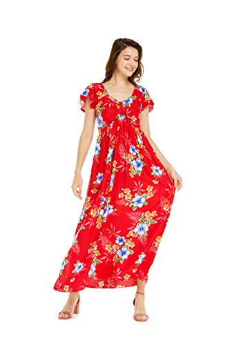 Image of Matchable Family Hawaiian Luau Men Women Girl Boy Clothes in Hibiscus Red