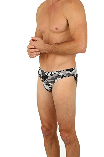 UZZI Men's Camo Basic Swim Shark Bikini Swimwear Black (Small)3