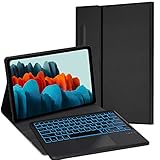 Tab S7 FE Teclado retroiluminado de 7 colores: El teclado retroiluminado tiene 7 colores de retroiluminación conmutables, 3 niveles de brillo, lo que hace que escribir sea más agradable. También puede ajustar fácilmente el brillo de la luz de fondo. La funda del teclado también tiene soporte para lápiz de manzana y no interfiere con la función de conexión magnética y carga inalámbrica.