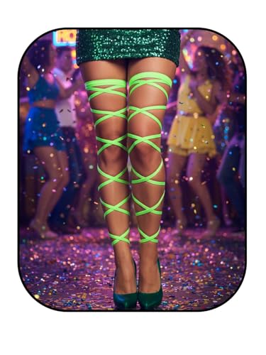 Flayem Bein Strumpfband Elastische 2 Straps Punk Rock Set String für Damen Cosplay Party (Grün)