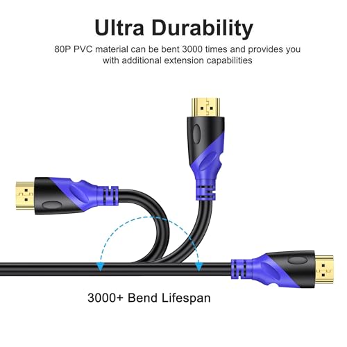 4K/60HZ HDMI Cable 30M (HDMI 2.0,18Gbps) Ultra High Speed Gold Plated Connectors,Ethernet Audio Return,Video 4K,FullHD1080p 3D Compatible with Blu-Ray,TV, Playstation, PS3, PS5, PC, HDTV