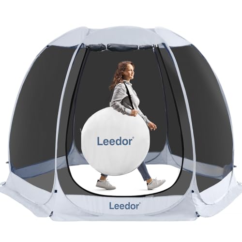 Leedor-Screen-House-Tent-for-4-8-Person-Instant-Setup-Mesh-Net-Outdoor-Gazebo-Sun-Shade-Dome-Tent-Pop-Up-Canopy-with-Carry-Bag-for-Camping-Patio-Backyard-Lawn-Garden-Deck-10-x-10-FT