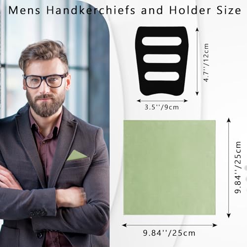 Image of White Pocket Squares for Men, Mens Linen Cotton Handkerchiefs with Pocket Square Holder for Daily Wedding Banquet