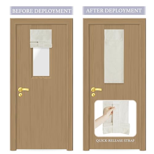 Image of RYB HOME Classroom Door Window Cover, 100% Blackout Shades for Classroom Windows and Doors Cover Lockdown Shades Blocks Views, W 8 x L 36 inch, Linen, 1 Panel