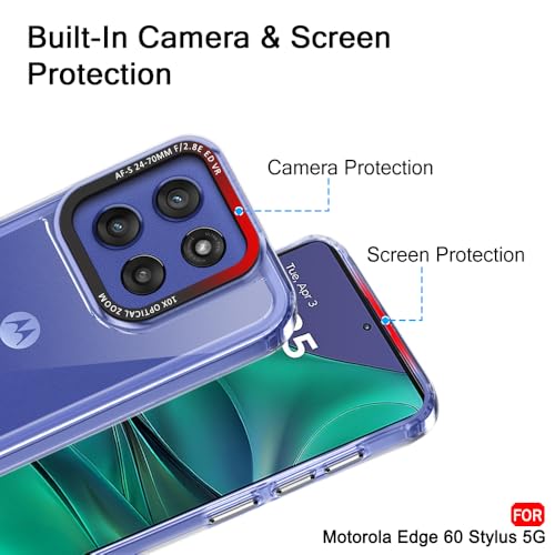 Image of TheGiftKart Hybrid Shockproof Back Cover Case for Motorola Moto Edge 60 Stylus 5G | Stylish Camera Border | Electroplated Buttons | Crystal Clear Hard Back Cover Case (TPU & PC, Transparent Bumper)