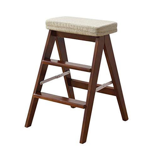 Taburete plegable portátil multiusos de madera con cojín para interiores 2
