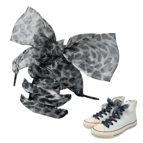 ZORVUJI Lacets en satin à la mode 1 paire de lacets leopard large – Lacet ruban satin pour adultes et enfants, chaussures de skate, chaussures de tennis, baskets...
