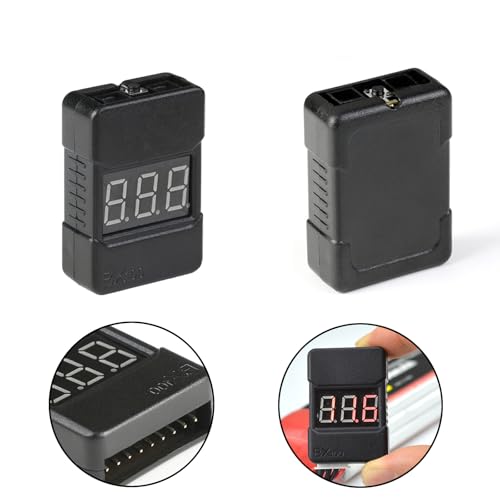 GERUI 3 Stück 2 in 1 1-8s Lipo Li-Ionen-Batteriespannungstester prüfen, RC-Niederspannungs-Summeralarm für 1s-8s Lipo/Li-Ionen/LiMn/Li-Fe überwachen BX100 Schwarze Schale