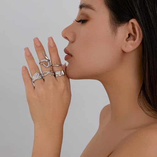 Image of Shining Diva Fashion Combo Set Gold and Silver Plated Rings for Women and Girls Stylish