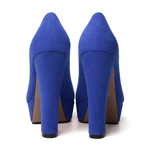 MERRORI Womens Round Toe Platform Party Suede Slip On Sexy Solid Chunky Super Super High Heel Pumps Shoes 5 Inch4