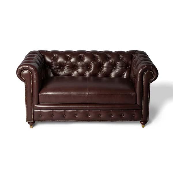 Image of UMAR ARTS Luxury Chesterfield Leatherate Sofa Set, Tufted Genuine Leatherate, Classic Living Room Furniture (2 Seater Coffee)