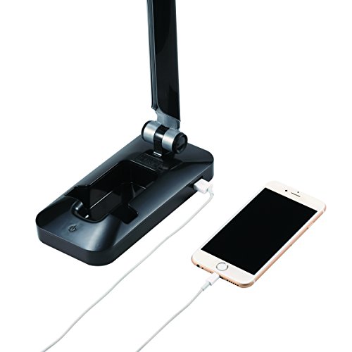 Black And Decker Led3Fold-Blk 5W Led Desk Lamp With Usb Charging, Black / Gray #TOP4