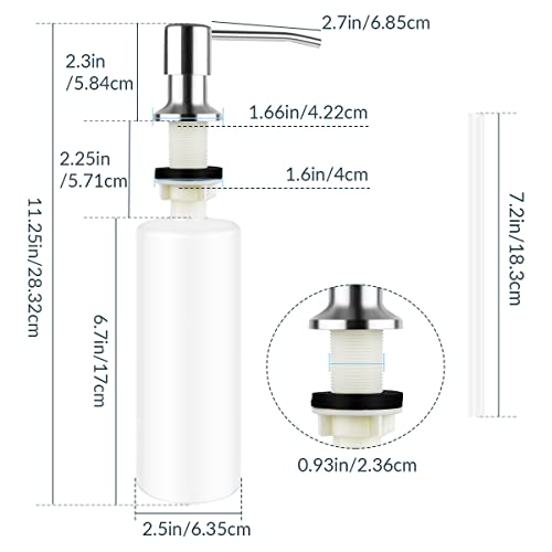 1 Pcs Soap Dispenser For Kitchen Sink Stainless Steel Built In Soap Dispenser Countertop Pump Head With 17Oz Large Liquid Bottle Fit Kitchen Bathroom (Silver) #TOP3