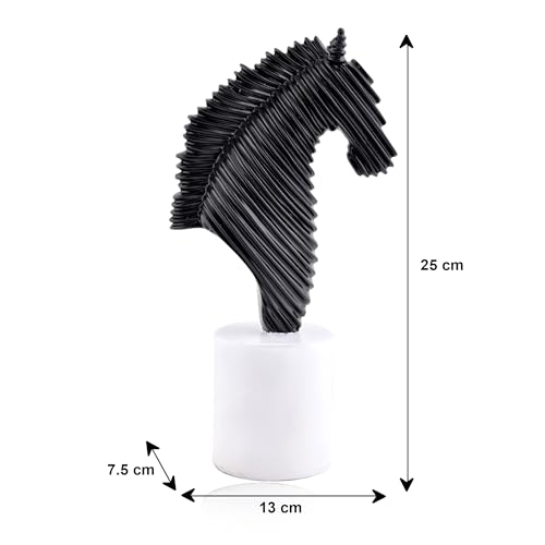 Image of Xtore Modern Abstract Black Horse Head Figurine | Resin Home Decor Accent | Unique Art Piece for Living Room, Office, or Shelf | Sleek and Contemporary Design - Black