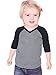 Kavio! Unisex Infants Sheer Jersey Contrast V Neck Raglan 3/4 Sleeve Dark H.Gray/Black 24M