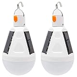 Fubayion 12W Solar Light Bulb 6500K Portable Solar Emergency Bulb Waterproof 3 Lighting Modes USB Rechargeable Solar Power Bulb for Power Outage Failure,Camping,Hiking,Outdoor (2pack)