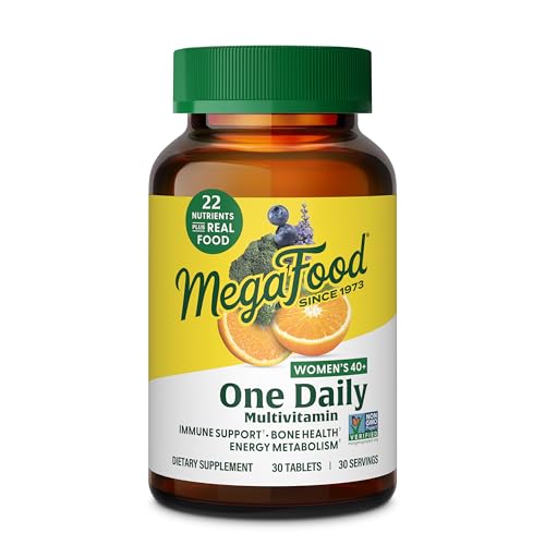 MegaFood One Daily Multivitamin for Women and Men, Immune Support Supplement with Real Food, Vitamin C & Vitamin B, Bone Health, Cellular Energy Metabolism, Vegetarian, Non-GMO, 180 Tablets