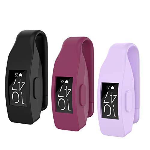 Seltureone (3 Pack) Solid Color Silicone Clips with Steel Sheet Compatible for Fitbit