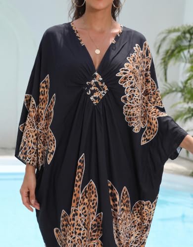 Image of sunforyou Kaftan Dresses for Women Stylish Caftans Plus Size Beach Cover up Soft Loungewear