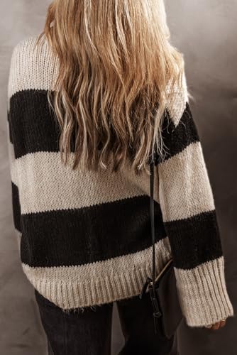 Stylish Round Neck Sweater: Casual Colorblock Design - Jet Stream2