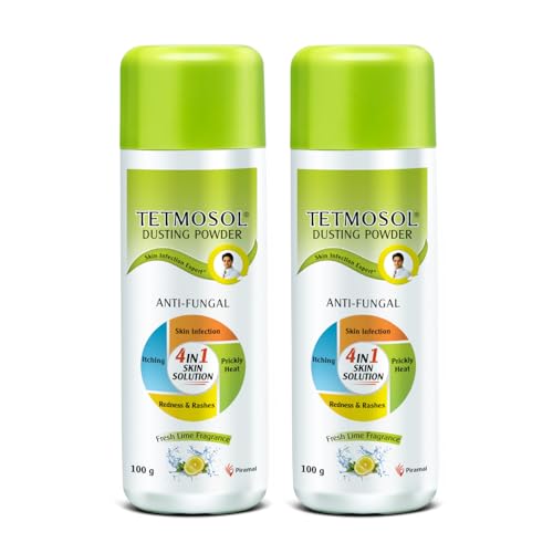 Tetmosol Anti-fungal Dusting Powder - for daily use - fights skin infections, prickly heat, itching - Pack of 2 (2x100gms)