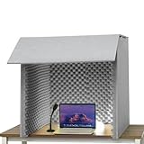 KDBT【LEDライト付き・グレー】簡易防音室 1人用 防音ブース 卓上パーテーション 自立式防音パネル 録音・配信・ゲーム用 リバーブ遮音 ノイズカット 会議/カラオケ/飛沫防止 携帯型防音ボックス (グレー)