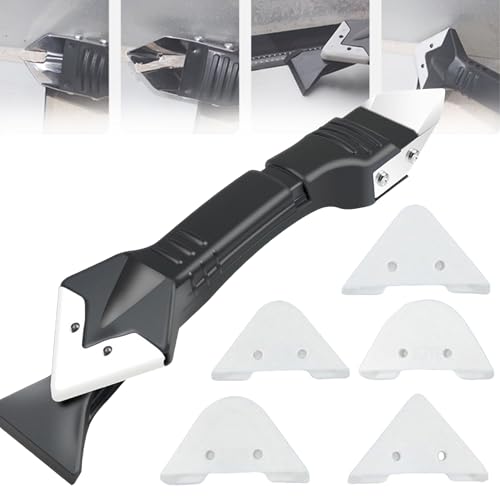 CXAFQ 3 en 1 Herramientas de Calafateo de Silicona, Calafateo Del Silicón para La Esquina de La Ventana Cocina Baño,Con 5 Aplicador silicona,aplicador silicona, Kit de Removedor de Silicona