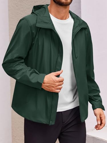 Runcati Jaqueta de chuva masculina, leve, com capuz, corta-vento, impermeável, para esportes ao ar l