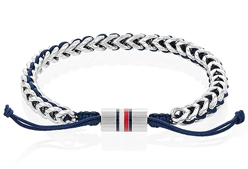 Tommy Hilfiger Jewelry Men's Stainless Steel and Nylon Intertwined Bracelet with Adjustable Closure - 2790511