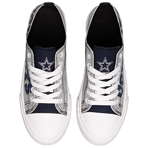 FOCO Women's NFL Team Logo Ladies Fashion Glitter Low Top Canvas Sneakers Shoes Dallas Cowboys Shoes-10/XXL3