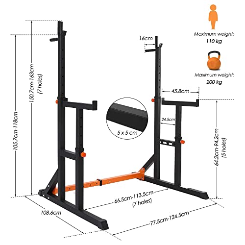 Langhantelständer von ISE – Höheneinstellbares Squat-Rack für das Heimtraining