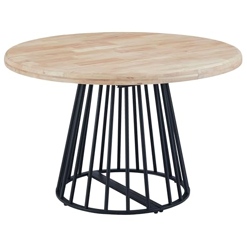 Miroytengo Mesa Redonda Extensible Cali de Comedor Estilo Industrial en Color Roble Nordish y Negro 2 Extensibles 120/160/200x120x76 cm