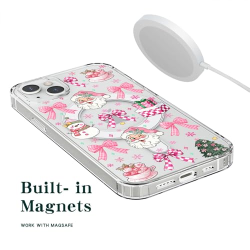 Coque iPhone 15 Plus transparente magnétique rose de qualité supérieure