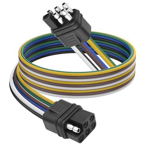 XMSJSIY 6 Way Square Trailer Wire Adapter Extension Cable 6-Pin Square Male to Female Vehicle-Side and Trailer-Side Wiring Harness Connectors Cord-1M/3.2FT
