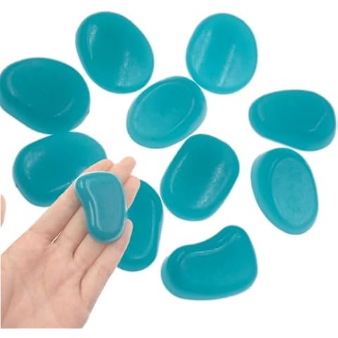 QTTLLI 10Pcs 1.7" Large Glow Pebbles Glow in The Dark Decorative Stones Rocks for Garden Path Walkway Yard Fish Tank, Light Blue Cover